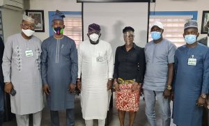 L-R: Hon. Sanni Okanlawon, Hon. Rasheed Makinde, Hon. Temitope Adewale, (Chairman) Managing Director, Lagos Metropolitan Area Transport Authority (LAMATA), Engr. Abimbola Akinajo, Hon. Surajudeen Tijani and Hon. Sylvester Ogunkelu during a visit of the members of Lagos State House of Assembly Committee on Transportation to LAMATA