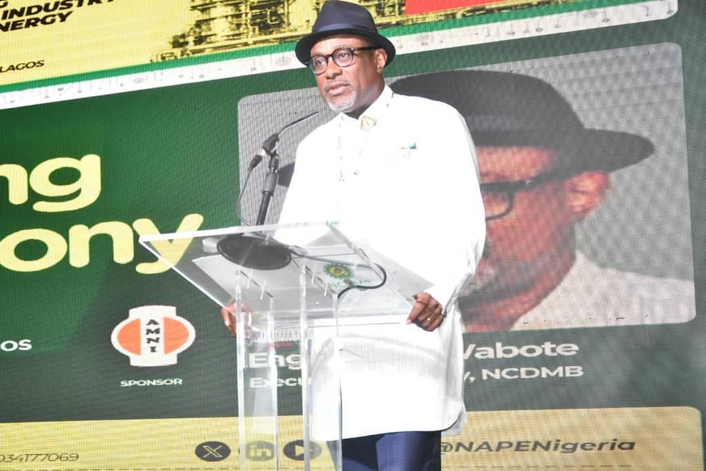 The Executive Secretary NCDMB, Engr Simbi Wabote delivering a goodwill message at the 41st International Conference and Exhibition of the Nigerian Association of Petroleum Explorationists (NAPE) at Eko Hotel, Lagos