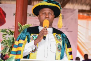 Rector, Kogi Polytechnic Lokoja, Prof. Salisu Ogbo Usman, delivering his speech during the institution’s 33rd Matriculation on Thursday